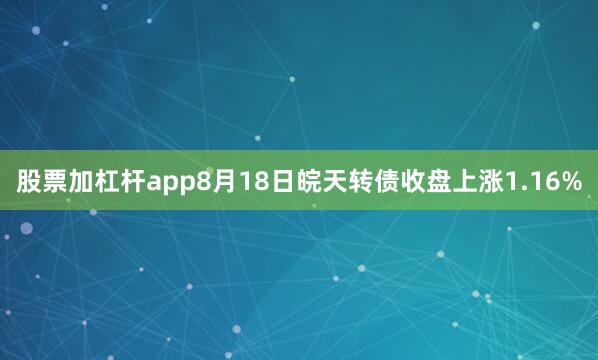 股票加杠杆app8月18日皖天转债收盘上涨1.16%
